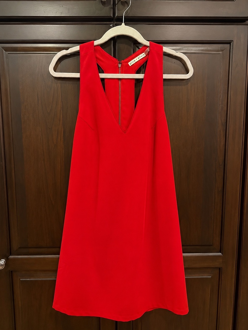 Alice + Olivia Red V-Neck Racerback Mini Dress – Size S/P